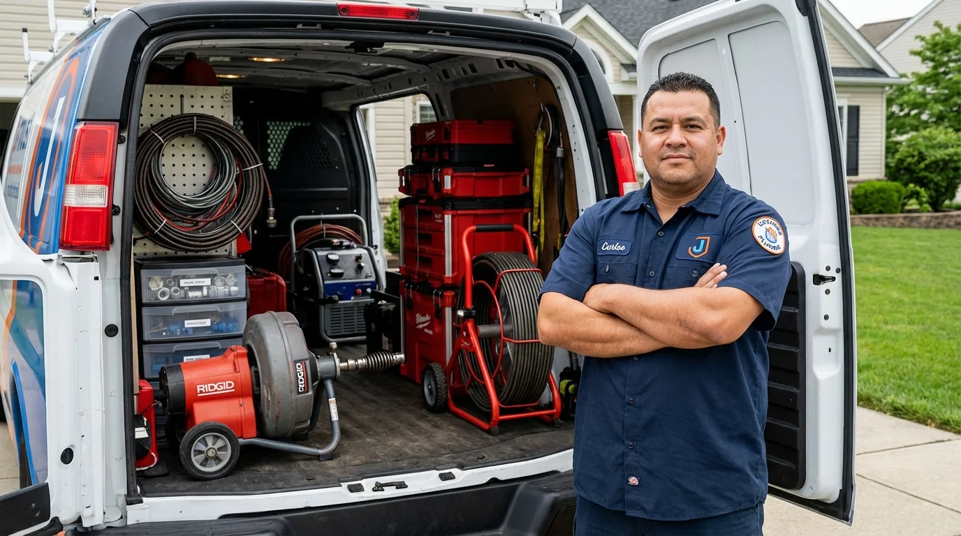 Professional drain cleaning equipment and Johns Plumbing LLC plumber in Penitas