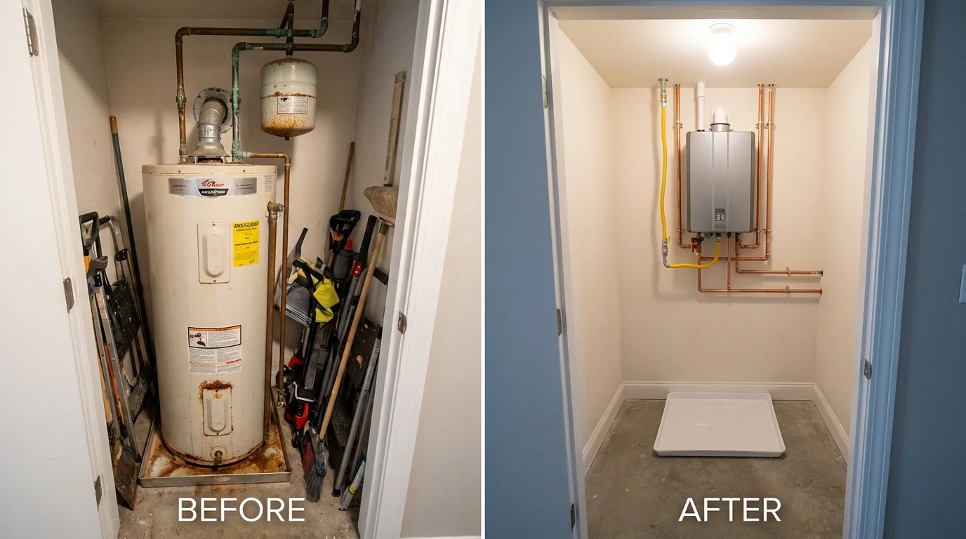 Tank water heater versus wall-mounted tankless unit comparison for Penitas, TX homeowners
